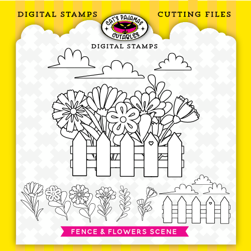 Fence & Flowers Digistamps