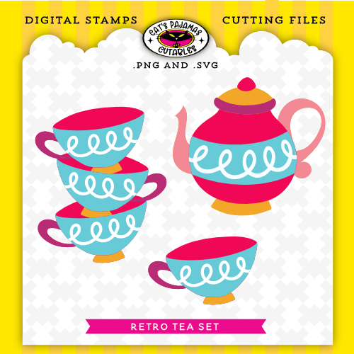 Retro Tea Set Digistamp/SVG