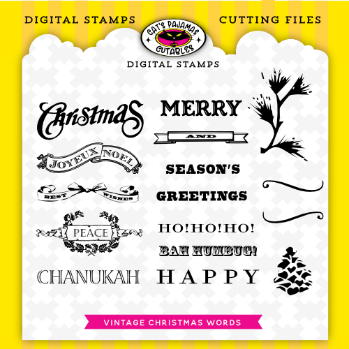 Vintage Holiday Words Digistamps